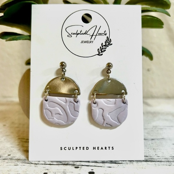 Sculpted Hearts Jewelry - Handmade Sculpted Hearts Polymer Clay Dangle Earrings. New